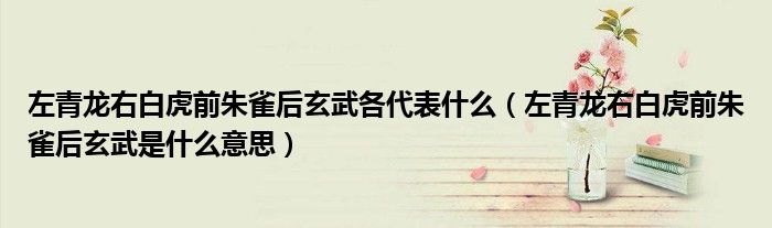 左青龍右白虎前朱雀后玄武各代表什么（左青龍右白虎前朱雀后玄武是什么意思）