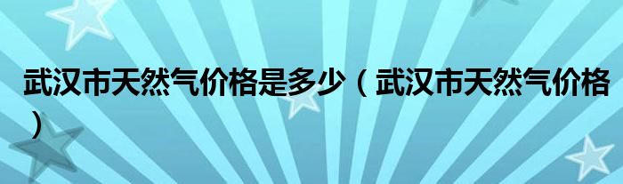 武漢市天然氣價(jià)格是多少（武漢市天然氣價(jià)格）