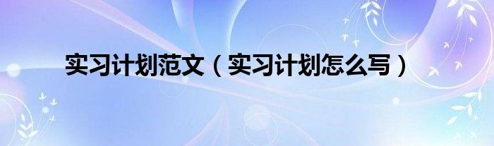 實(shí)習(xí)計(jì)劃范文（實(shí)習(xí)計(jì)劃怎么寫）