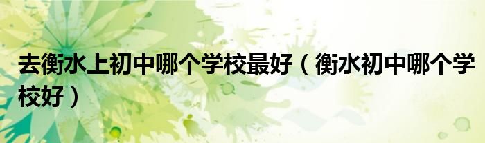 去衡水上初中哪個(gè)學(xué)校最好（衡水初中哪個(gè)學(xué)校好）