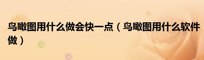 鳥瞰圖用什么做會(huì)快一點(diǎn)（鳥瞰圖用什么軟件做）