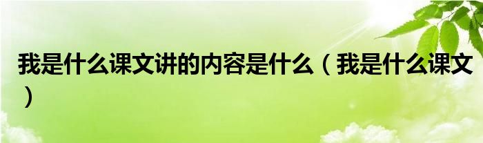 我是什么課文講的內(nèi)容是什么（我是什么課文）