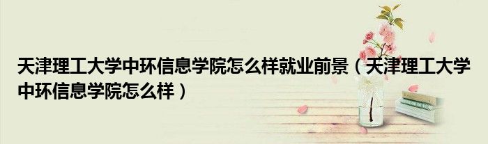 天津理工大學(xué)中環(huán)信息學(xué)院怎么樣就業(yè)前景（天津理工大學(xué)中環(huán)信息學(xué)院怎么樣）
