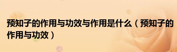 預(yù)知子的作用與功效與作用是什么（預(yù)知子的作用與功效）