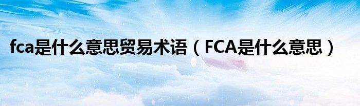 fca是什么意思貿(mào)易術(shù)語(yǔ)（FCA是什么意思）