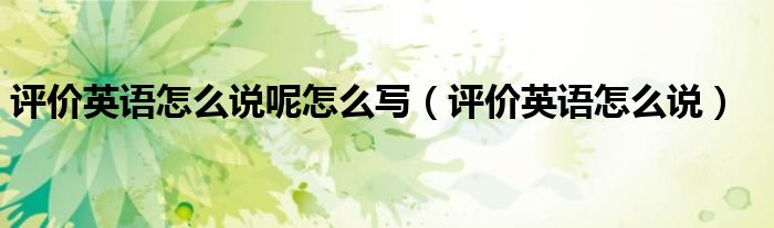 評價英語怎么說呢怎么寫（評價英語怎么說）