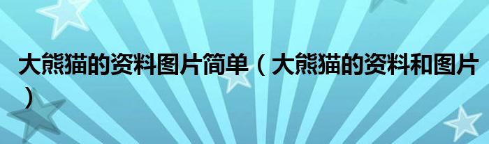大熊貓的資料圖片簡單（大熊貓的資料和圖片）