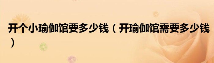 開個小瑜伽館要多少錢（開瑜伽館需要多少錢）