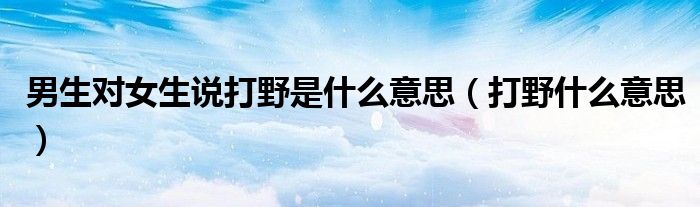 男生對(duì)女生說打野是什么意思（打野什么意思）