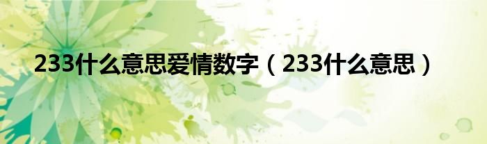 233什么意思愛(ài)情數(shù)字（233什么意思）