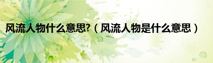 風(fēng)流人物什么意思?（風(fēng)流人物是什么意思）