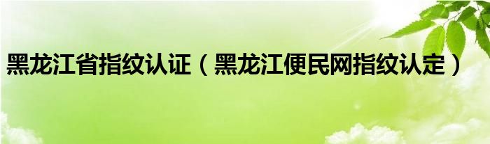 黑龍江省指紋認(rèn)證（黑龍江便民網(wǎng)指紋認(rèn)定）