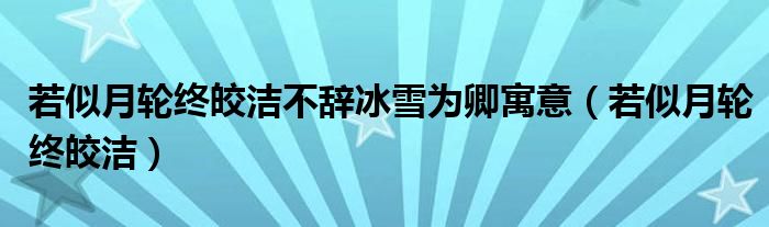 若似月輪終皎潔不辭冰雪為卿寓意（若似月輪終皎潔）