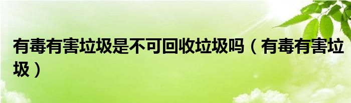 有毒有害垃圾是不可回收垃圾嗎（有毒有害垃圾）
