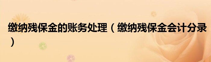 繳納殘保金的賬務(wù)處理（繳納殘保金會計分錄）