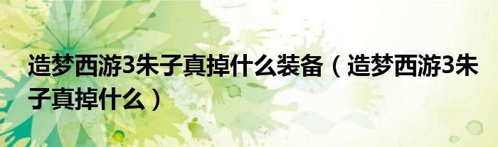 造夢西游3朱子真掉什么裝備（造夢西游3朱子真掉什么）