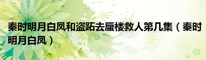 秦時(shí)明月白鳳和盜跖去蜃樓救人第幾集（秦時(shí)明月白鳳）