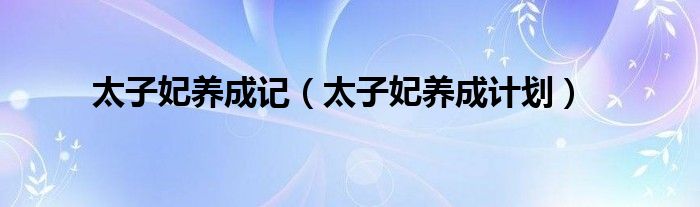 太子妃養(yǎng)成記（太子妃養(yǎng)成計(jì)劃）