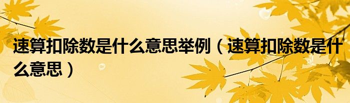 速算扣除數(shù)是什么意思舉例（速算扣除數(shù)是什么意思）