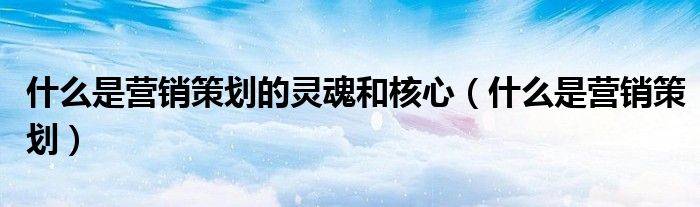 什么是營銷策劃的靈魂和核心（什么是營銷策劃）