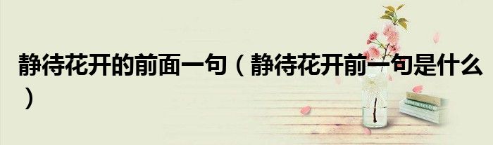 靜待花開的前面一句（靜待花開前一句是什么）