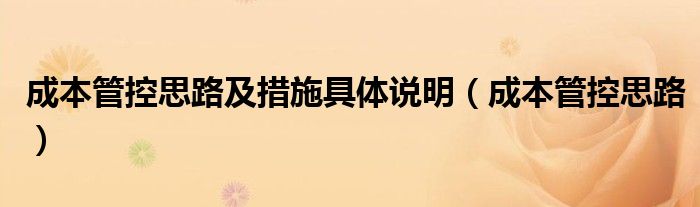 成本管控思路及措施具體說明（成本管控思路）