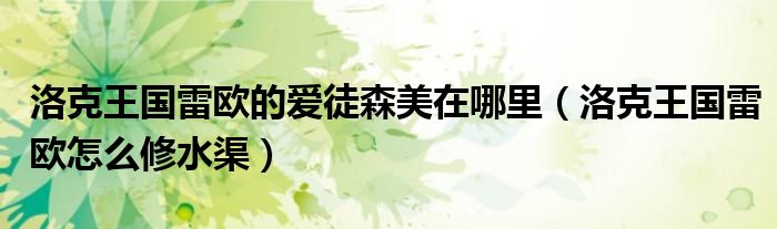 洛克王國雷歐的愛徒森美在哪里（洛克王國雷歐怎么修水渠）
