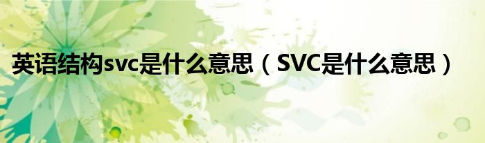 英語結(jié)構(gòu)svc是什么意思（SVC是什么意思）