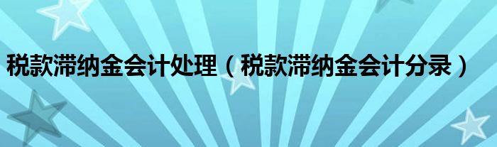 稅款滯納金會(huì)計(jì)處理（稅款滯納金會(huì)計(jì)分錄）
