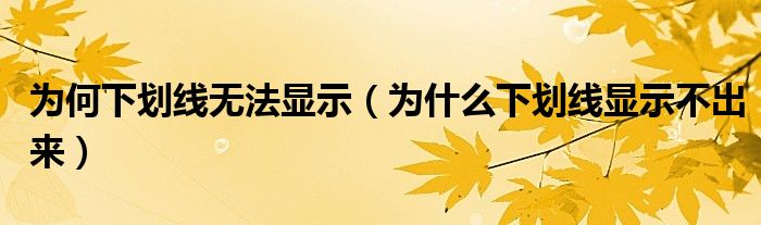 為何下劃線無法顯示（為什么下劃線顯示不出來）