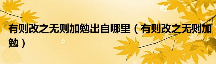 有則改之無則加勉出自哪里（有則改之無則加勉）
