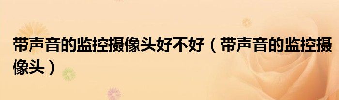 帶聲音的監(jiān)控攝像頭好不好（帶聲音的監(jiān)控攝像頭）