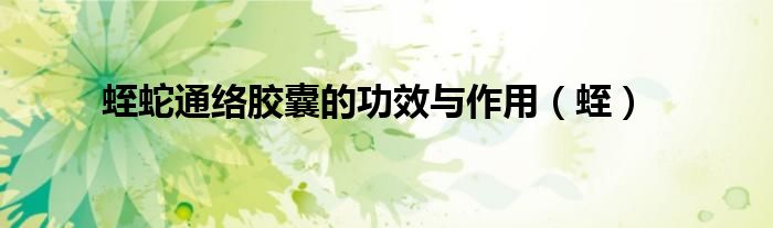 蛭蛇通絡(luò)膠囊的功效與作用（蛭）