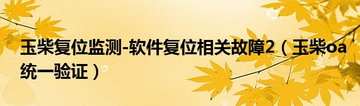 玉柴復位監(jiān)測-軟件復位相關故障2（玉柴oa統(tǒng)一驗證）