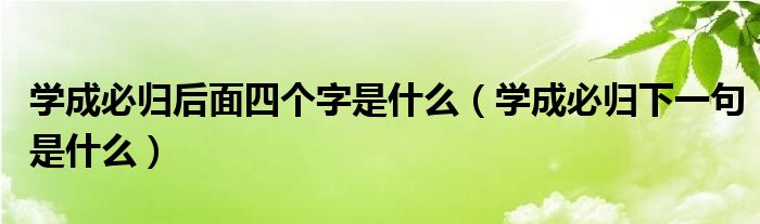 學(xué)成必歸后面四個(gè)字是什么（學(xué)成必歸下一句是什么）