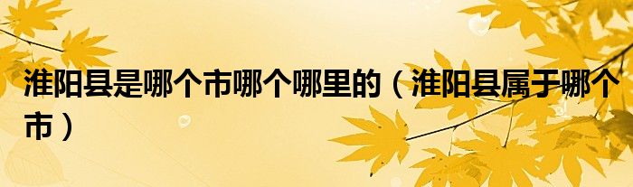 淮陽縣是哪個市哪個哪里的（淮陽縣屬于哪個市）