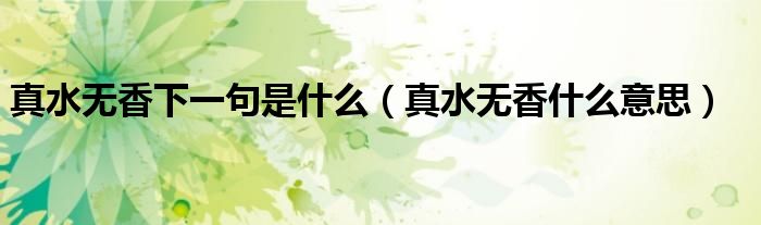 真水無香下一句是什么（真水無香什么意思）