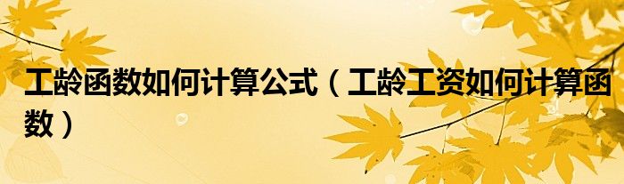 工齡函數(shù)如何計算公式（工齡工資如何計算函數(shù)）
