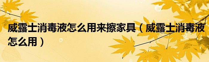 威露士消毒液怎么用來(lái)擦家具（威露士消毒液怎么用）