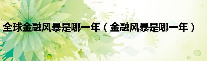 全球金融風暴是哪一年（金融風暴是哪一年）