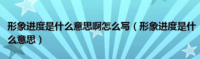 形象進度是什么意思啊怎么寫（形象進度是什么意思）