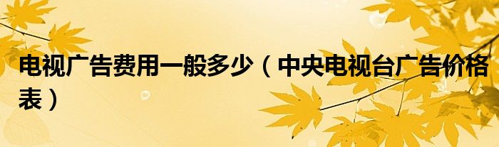 電視廣告費(fèi)用一般多少（中央電視臺(tái)廣告價(jià)格表）