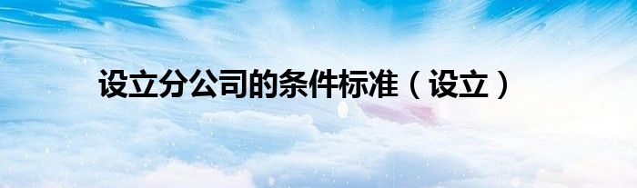 設(shè)立分公司的條件標(biāo)準(zhǔn)（設(shè)立）