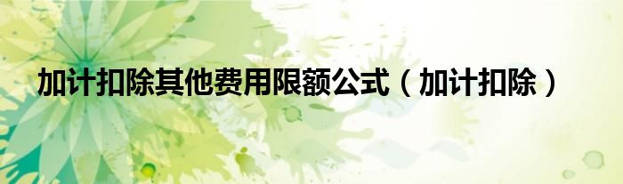 加計扣除其他費用限額公式（加計扣除）