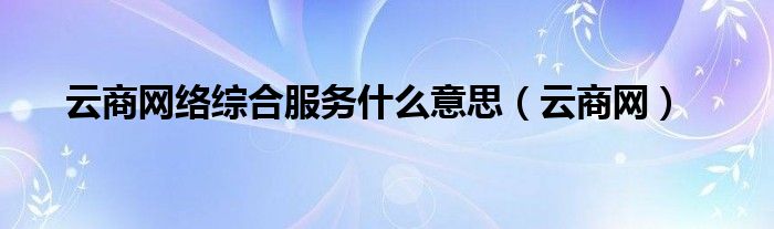 云商網(wǎng)絡(luò)綜合服務(wù)什么意思（云商網(wǎng)）