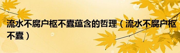 流水不腐戶樞不蠹蘊(yùn)含的哲理（流水不腐戶樞不蠹）