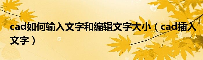 cad如何輸入文字和編輯文字大?。╟ad插入文字）