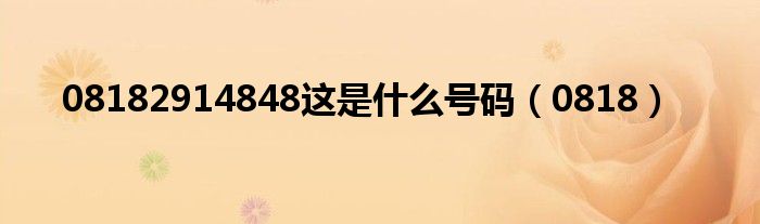 08182914848這是什么號碼（0818）