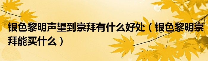 銀色黎明聲望到崇拜有什么好處（銀色黎明崇拜能買什么）