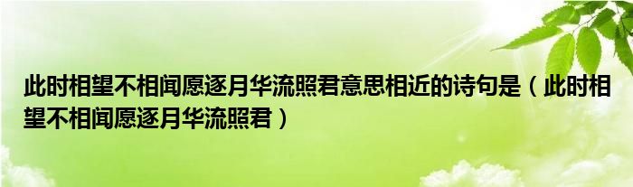 此時(shí)相望不相聞愿逐月華流照君意思相近的詩句是（此時(shí)相望不相聞愿逐月華流照君）